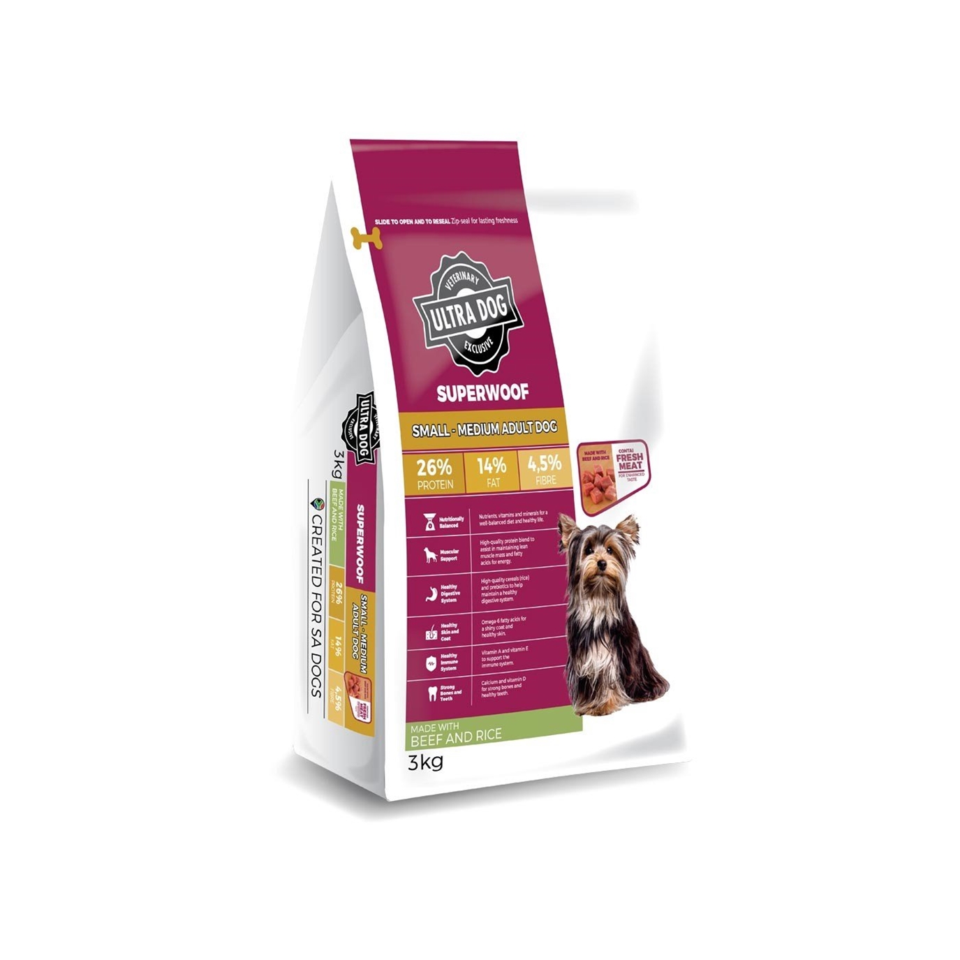 Ultra Dog Superwoof Adult Small / Medium Beef & Rice (New Formula)