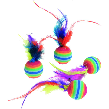 Flamingo Rainbow Balls with Feather 4pk