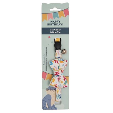 Happy Birthday Collar & Bow-tie (White)