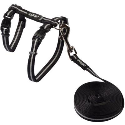 Rogz Catz Alleycat Reflective H-Harness and Lead Set - Black